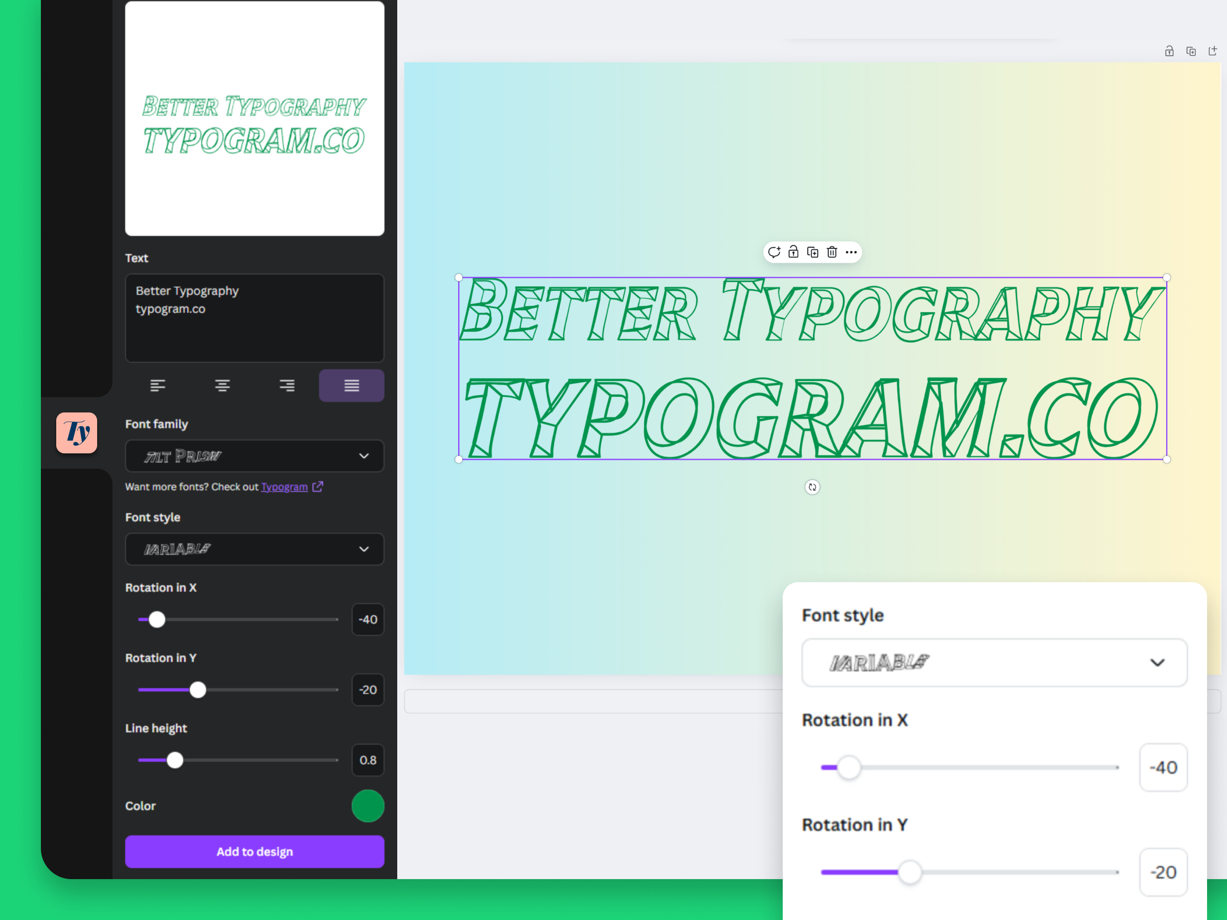 VFonts by Typogram primary marketing image — Text Effects app on the Canva Apps