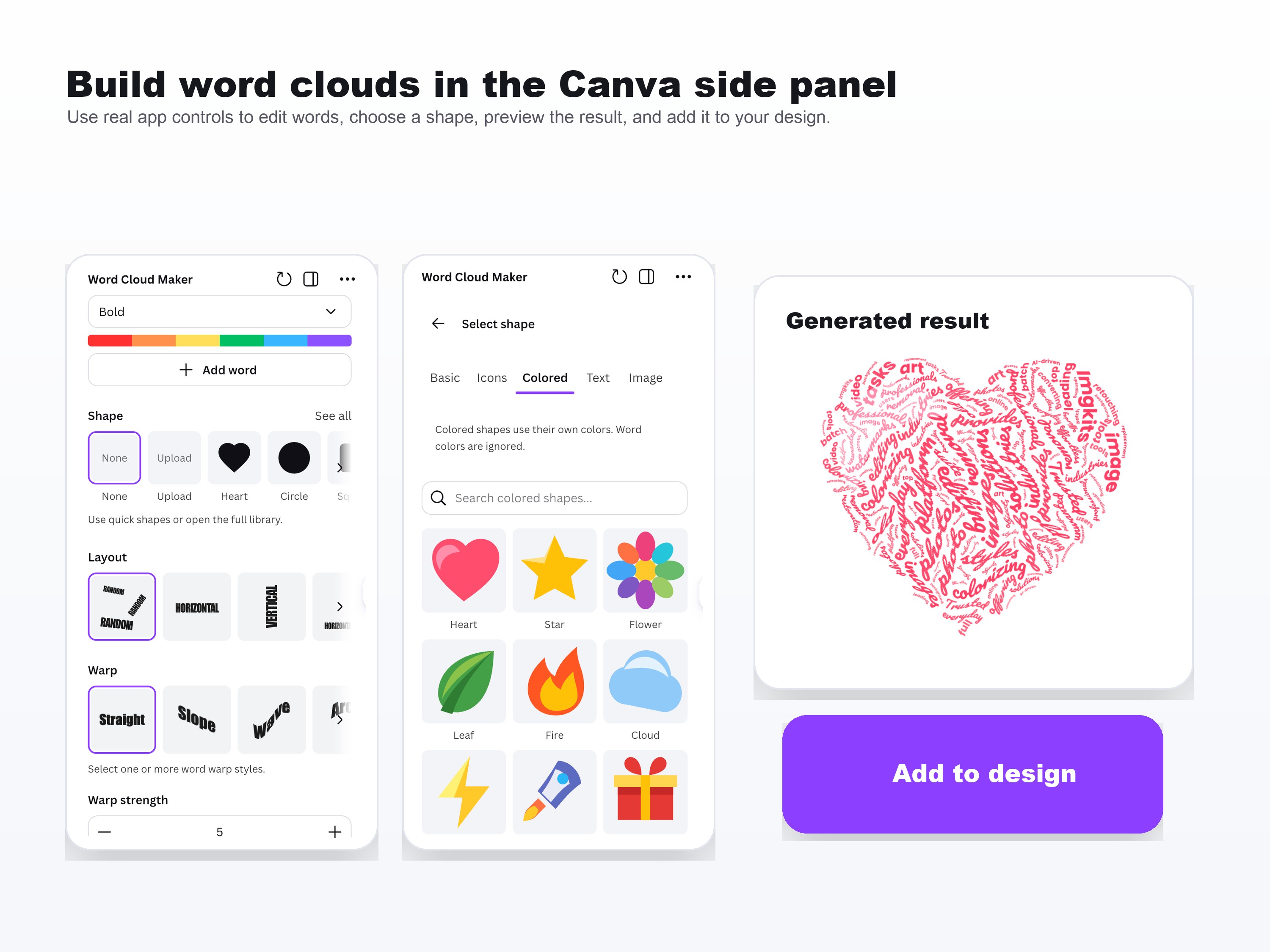 Word Cloud Maker primary marketing image — Text Effects app on the Canva Apps